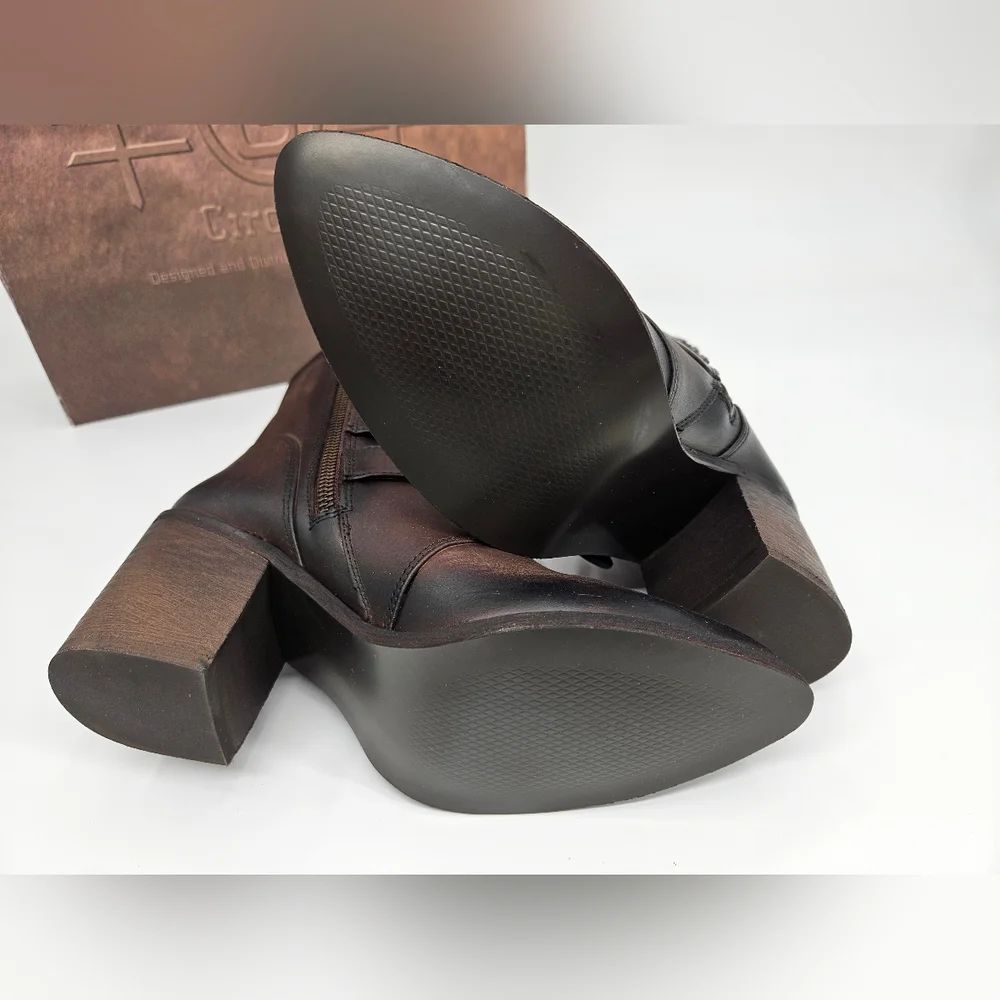 NIB Circle G by Corral Brown Western Ankle Multi Buckle Side Zip Boots 7.5 M - Picture 5 of 12